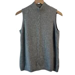St. John Collection Womens Sweater Medium Gray Cashmere FLAWED sleeveless